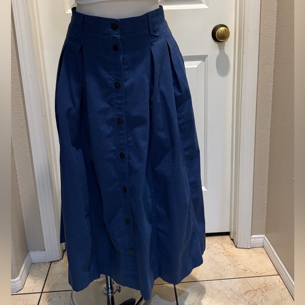 Chaus Navy Button-Front A-Line Skirt - Picture 3 of 7
